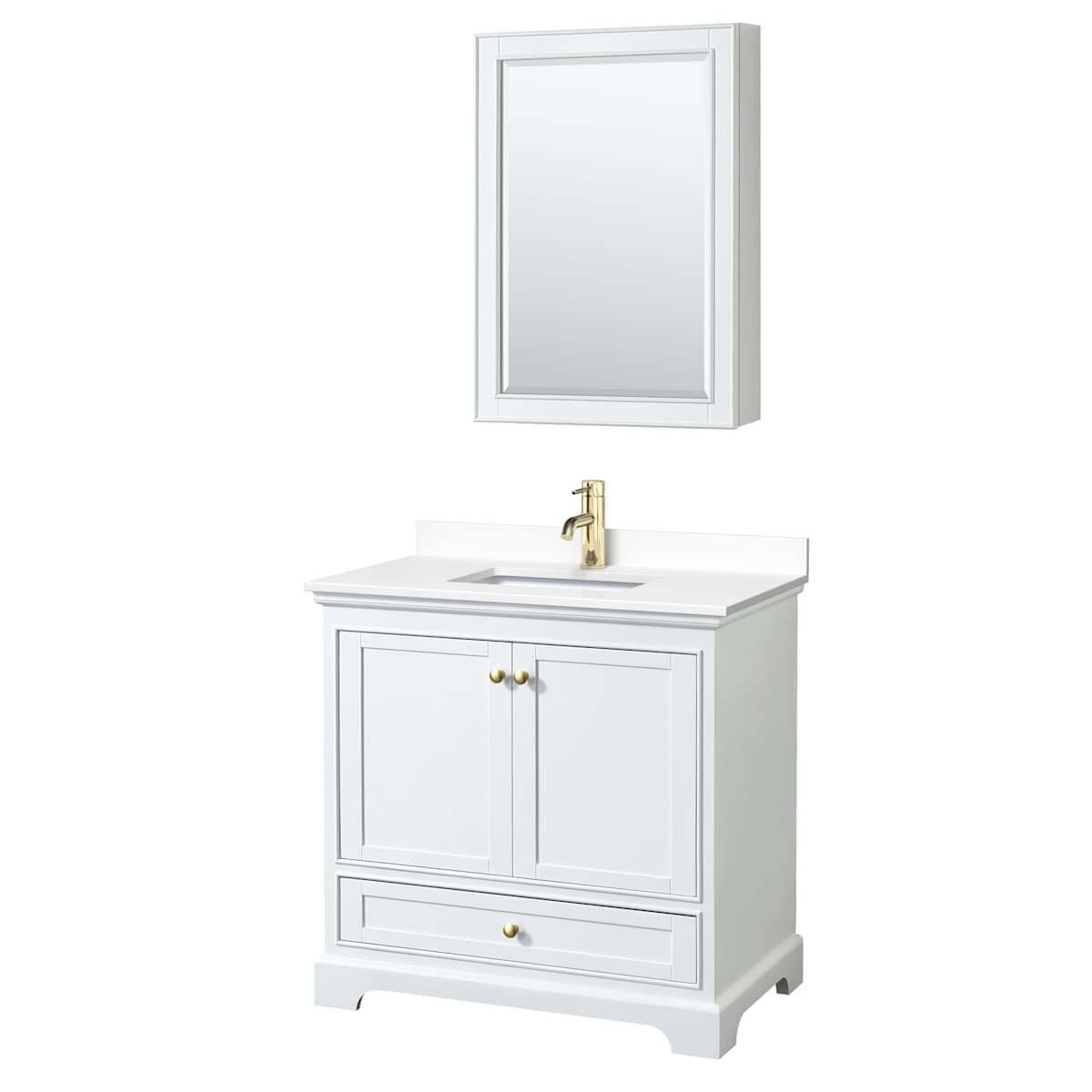 Deborah 36" Free Standing Single Basin Vanity Set with Cultured Marble Vanity Top and Framed Mirror