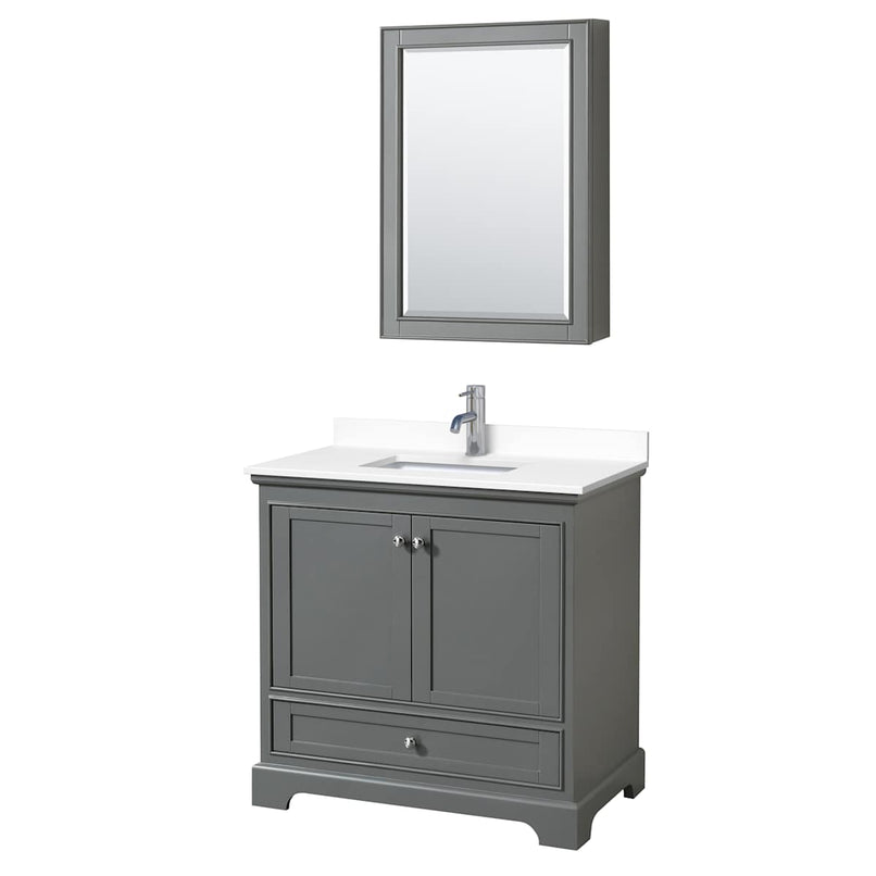 Deborah 36" Free Standing Single Basin Vanity Set with Cultured Marble Vanity Top and Framed Mirror - image 15