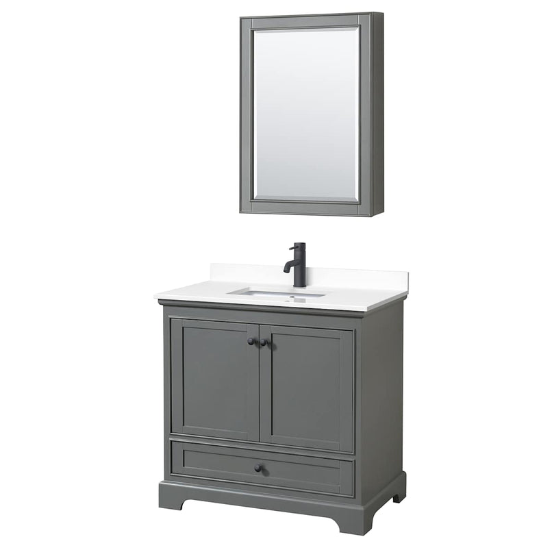 Deborah 36" Free Standing Single Basin Vanity Set with Cultured Marble Vanity Top and Framed Mirror - image 17