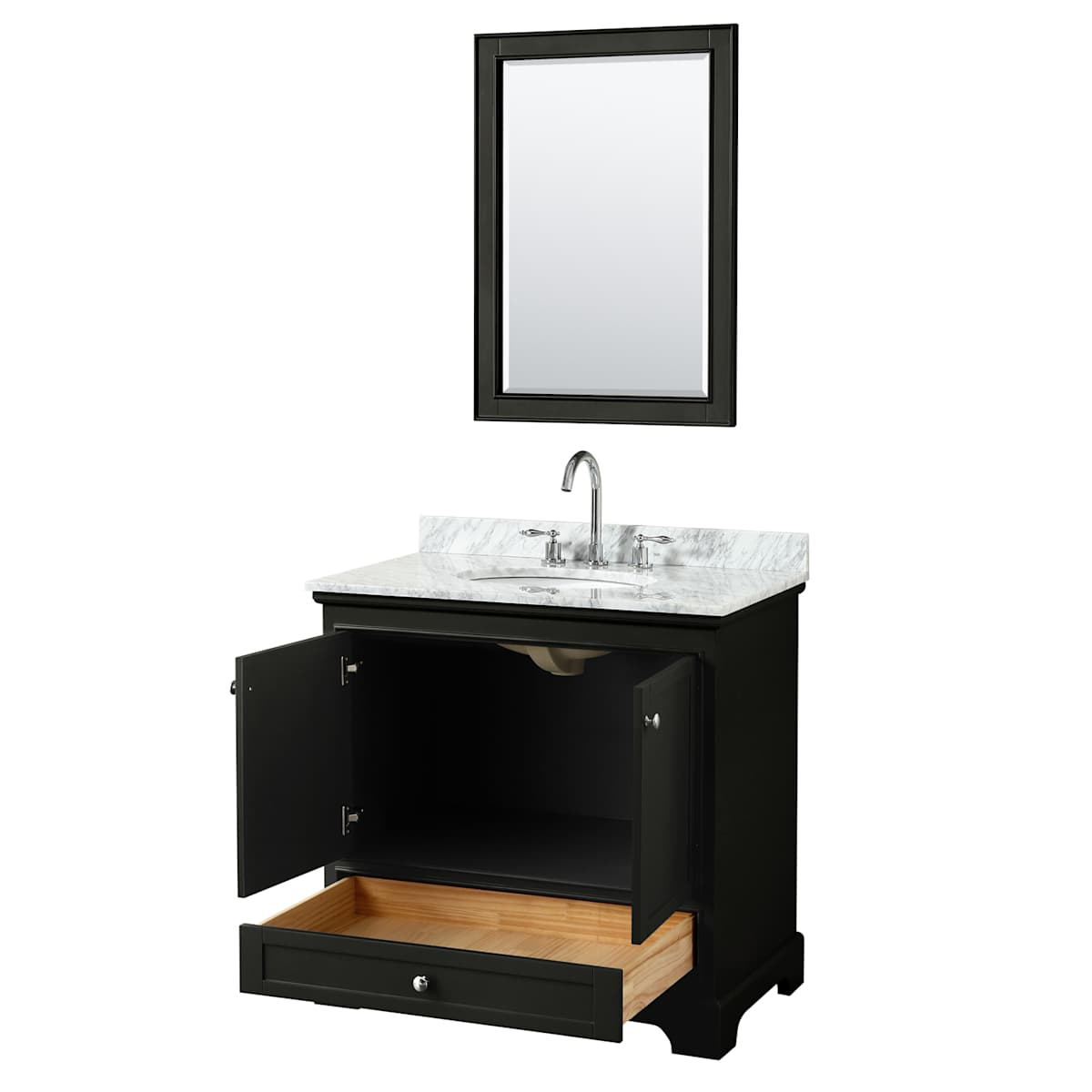 Deborah 36" Free Standing Single Vanity Set with Wood Cabinet, Marble Vanity Top, and Framed Mirror - image 12