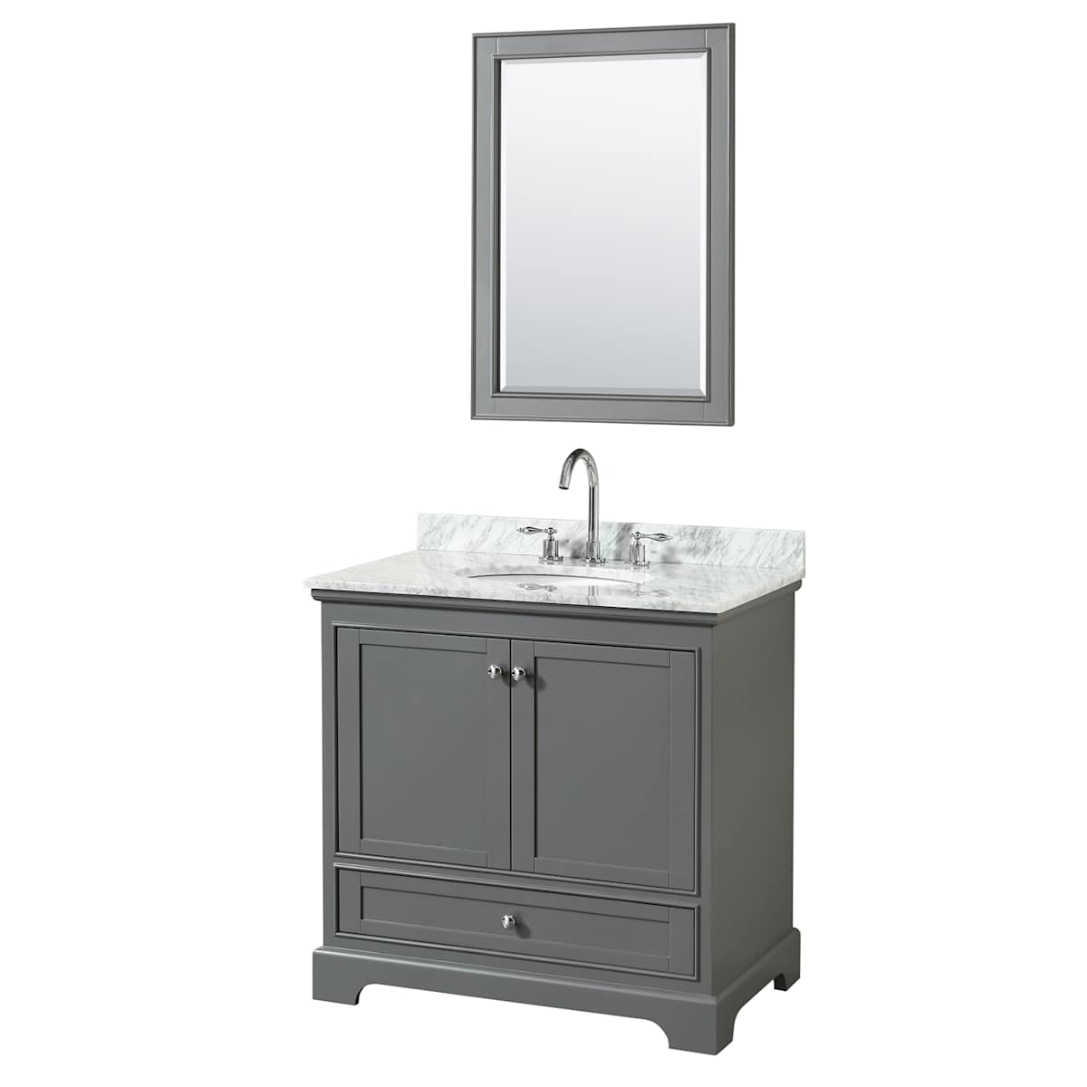 Deborah 36" Free Standing Single Vanity Set with Wood Cabinet, Marble Vanity Top, and Framed Mirror - image 15