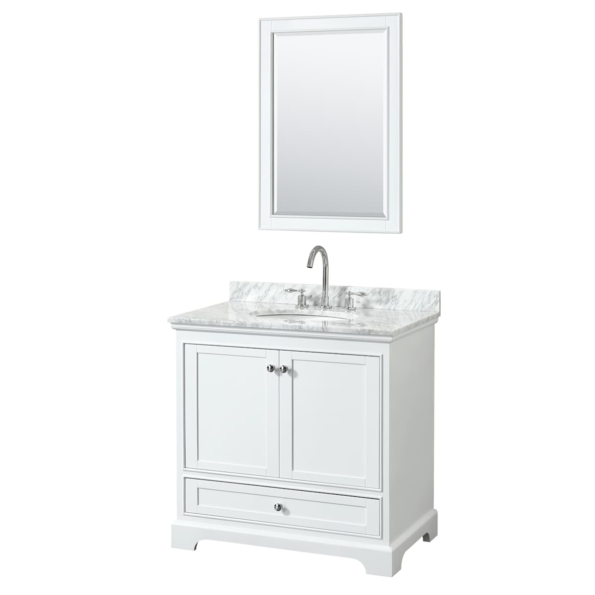 Deborah 36" Free Standing Single Vanity Set with Wood Cabinet, Marble Vanity Top, and Framed Mirror - image 17