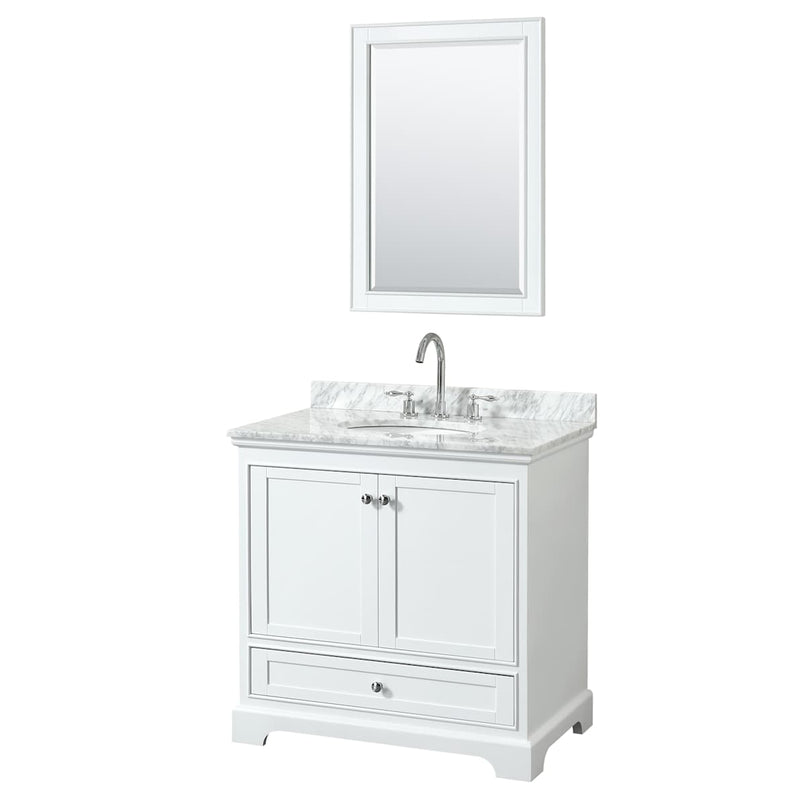 Deborah 36" Free Standing Single Vanity Set with Wood Cabinet, Marble Vanity Top, and Framed Mirror - image 17