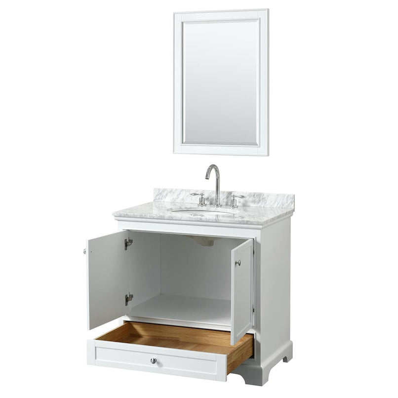 Deborah 36" Free Standing Single Vanity Set with Wood Cabinet, Marble Vanity Top, and Framed Mirror - image 18