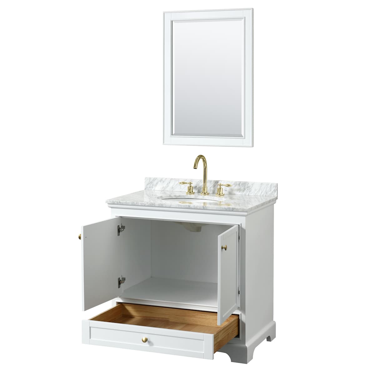 Deborah 36" Free Standing Single Vanity Set with Wood Cabinet, Marble Vanity Top, and Framed Mirror - image 20