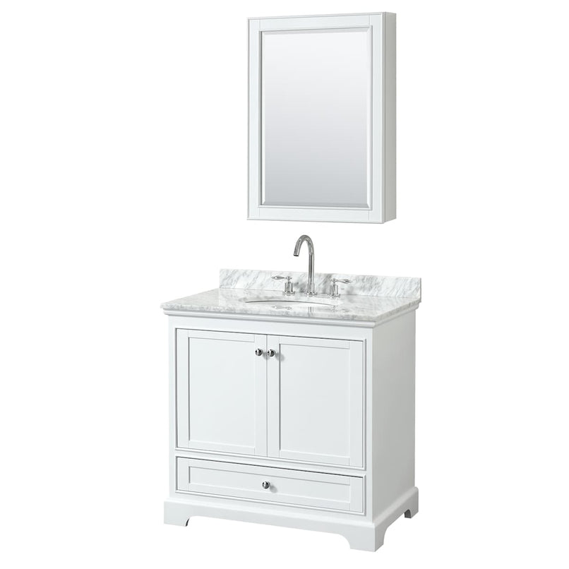 Deborah 36" Free Standing Single Vanity Set with Wood Cabinet, Marble Vanity Top, and Medicine Cabinet - image 9