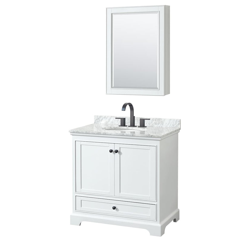 Deborah 36" Free Standing Single Vanity Set with Wood Cabinet, Marble Vanity Top, and Medicine Cabinet - image 11
