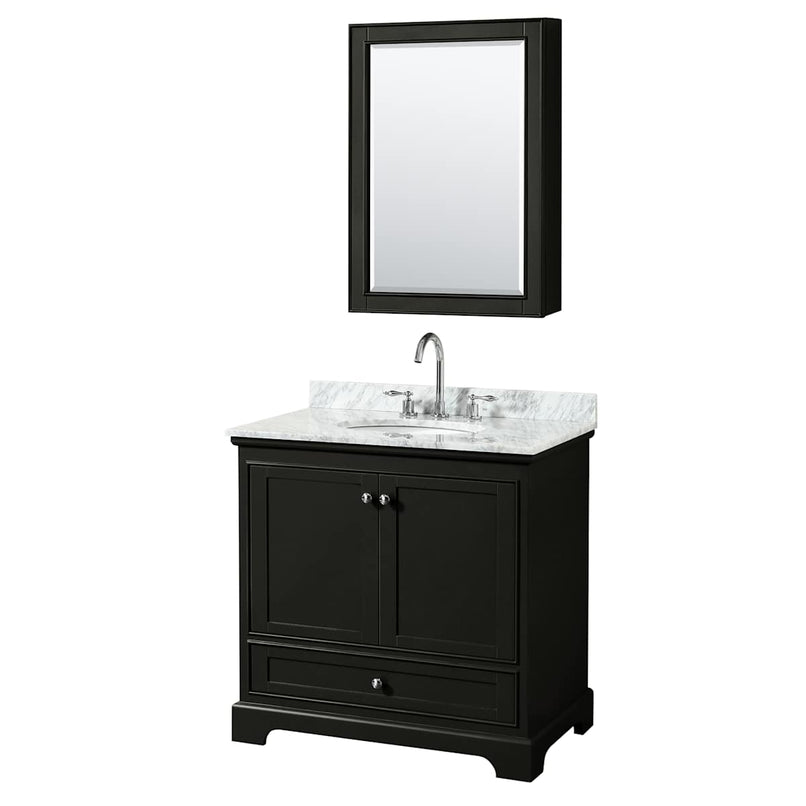 Deborah 36" Free Standing Single Vanity Set with Wood Cabinet, Marble Vanity Top, and Medicine Cabinet - image 14