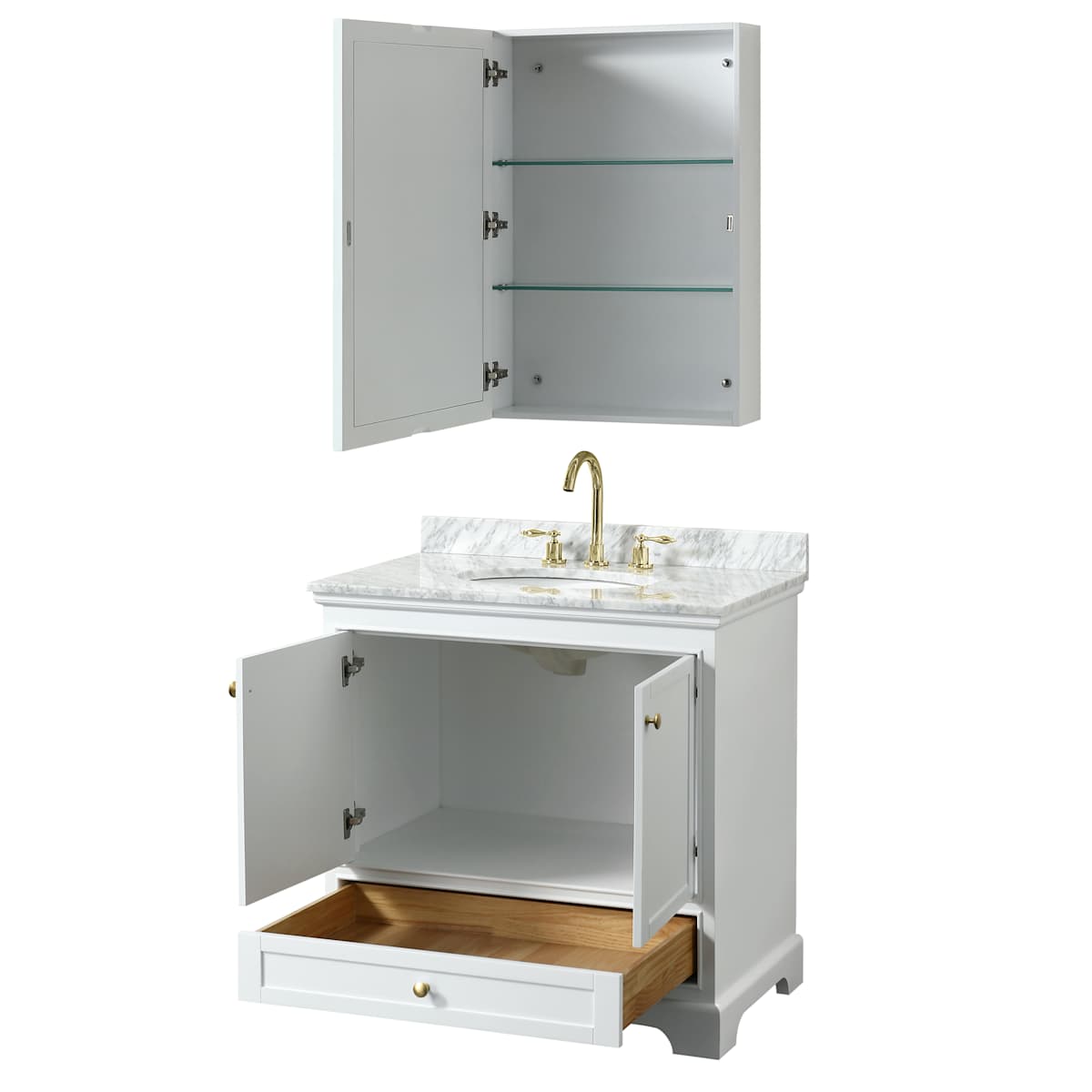 Deborah 36" Free Standing Single Vanity Set with Wood Cabinet, Marble Vanity Top, and Medicine Cabinet - image 18