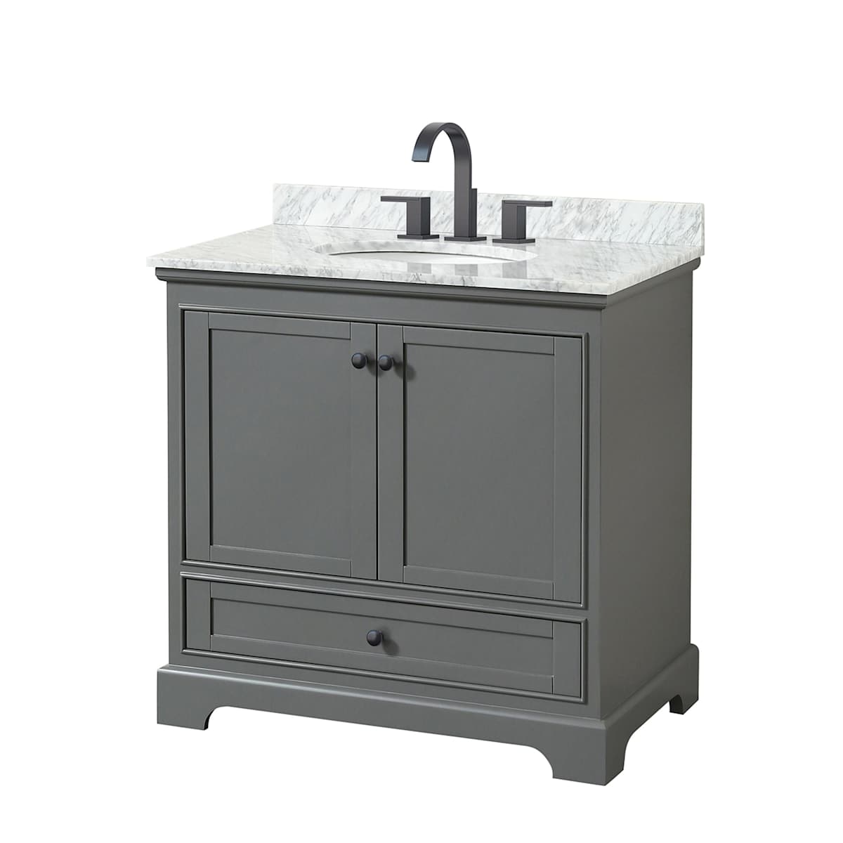 Deborah 36" Free Standing Single Vanity Set with Wood Cabinet and Marble Vanity Top