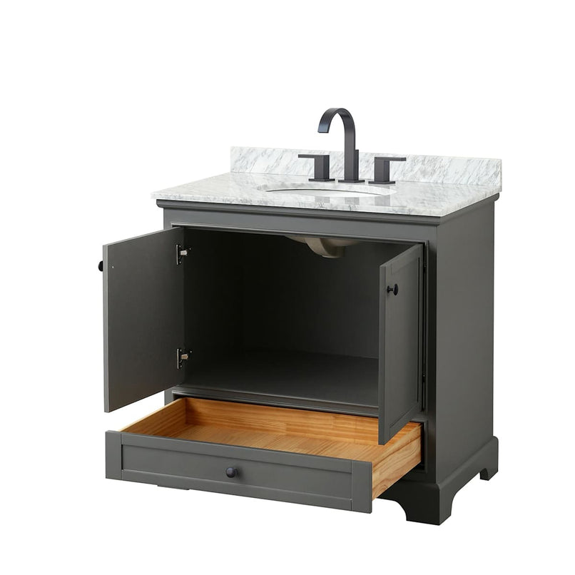 Deborah 36" Free Standing Single Vanity Set with Wood Cabinet and Marble Vanity Top - image 3