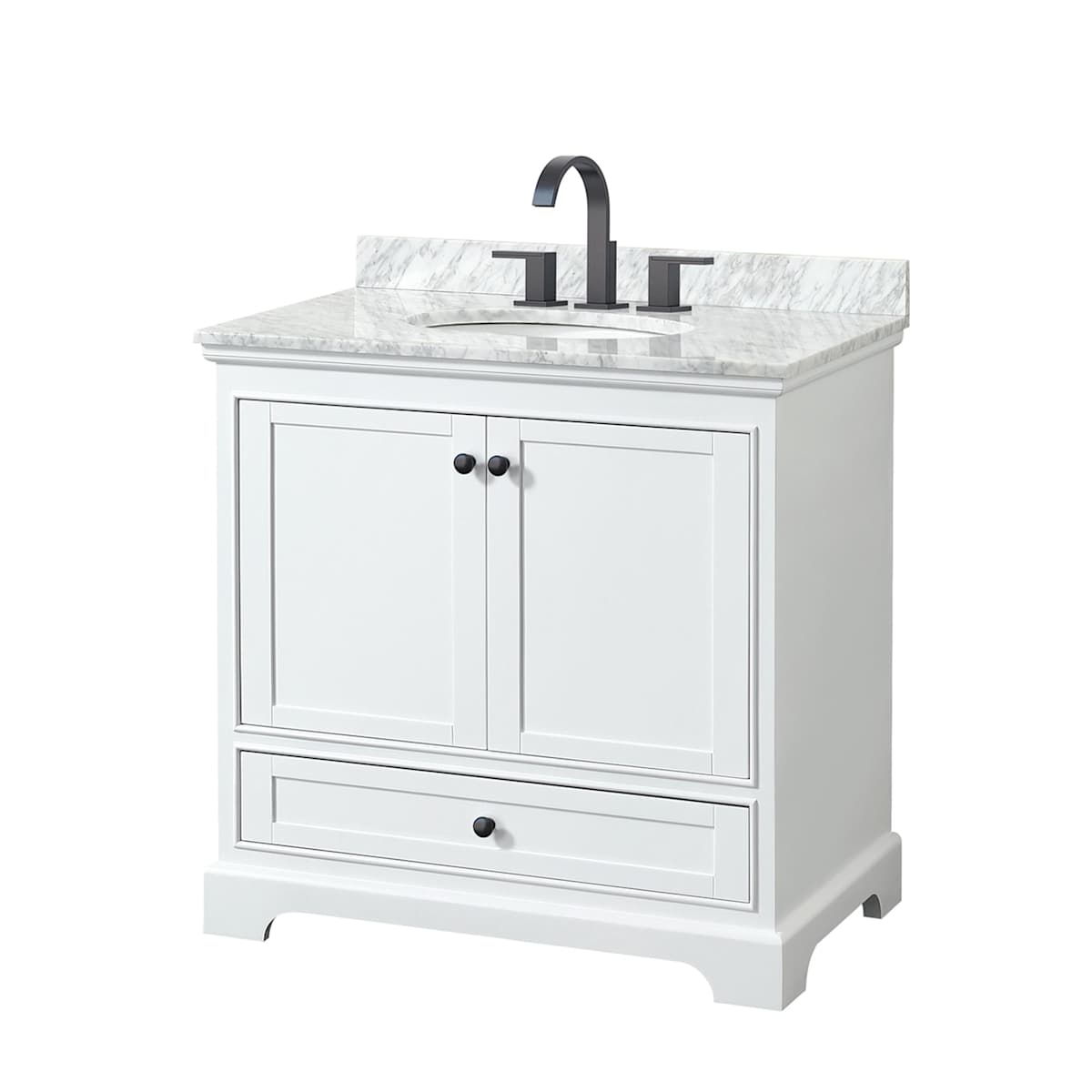 Deborah 36" Free Standing Single Vanity Set with Wood Cabinet and Marble Vanity Top
