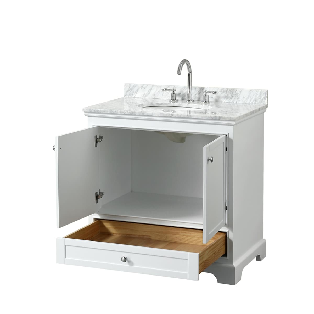 Deborah 36" Free Standing Single Vanity Set with Wood Cabinet and Marble Vanity Top