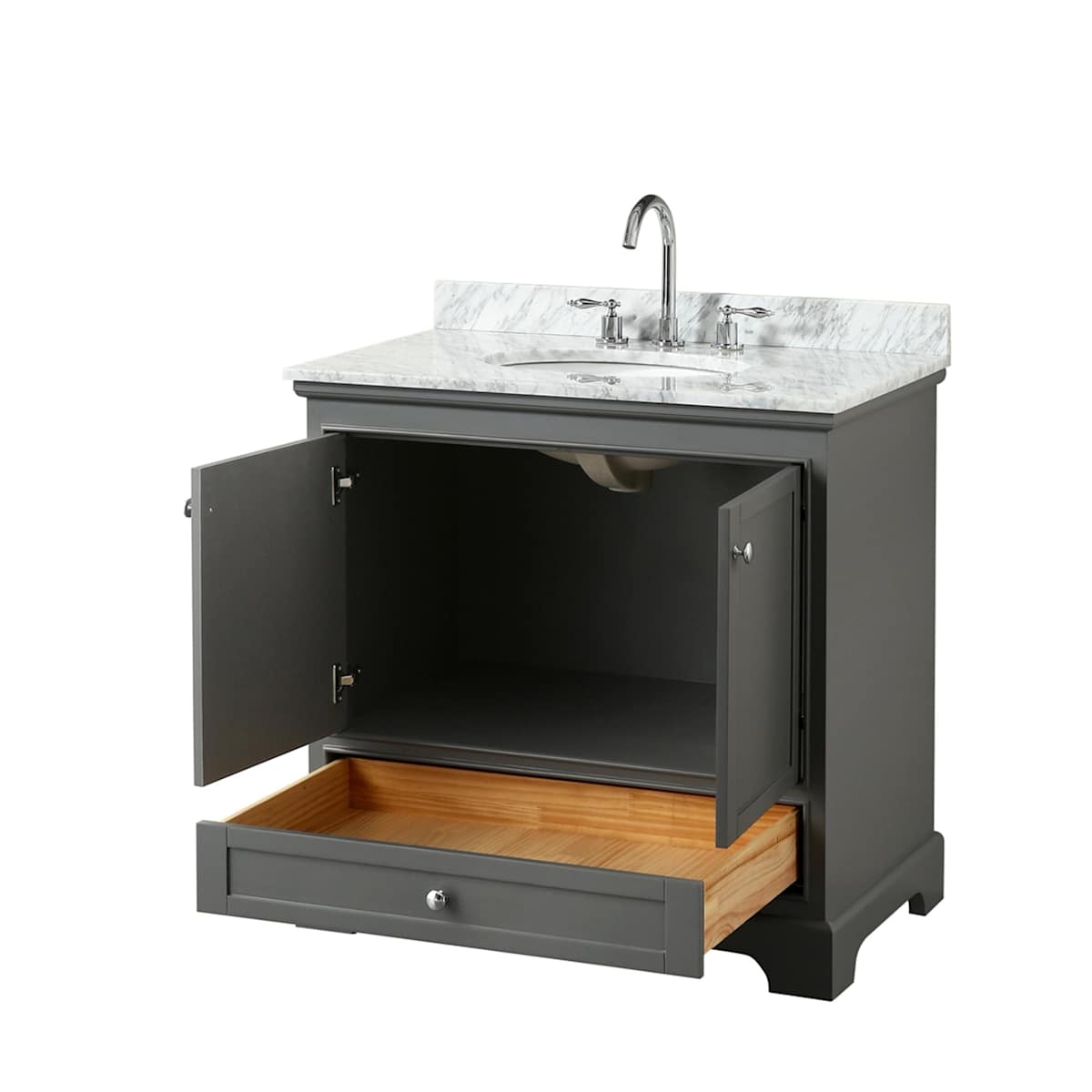 Deborah 36" Free Standing Single Vanity Set with Wood Cabinet and Marble Vanity Top - image 15
