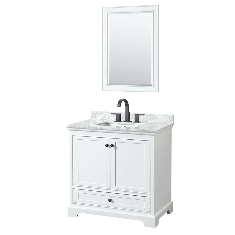 Deborah 36" Free Standing Single Vanity Set with Wood Cabinet, Marble Vanity Top, and Framed Mirror - image 8
