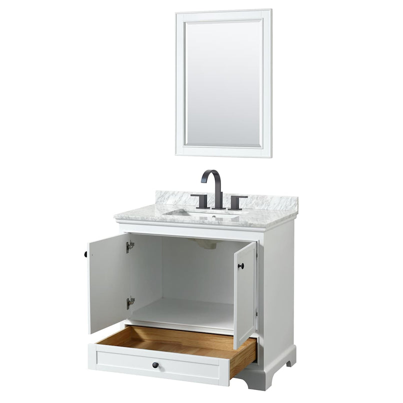 Deborah 36" Free Standing Single Vanity Set with Wood Cabinet, Marble Vanity Top, and Framed Mirror - image 9