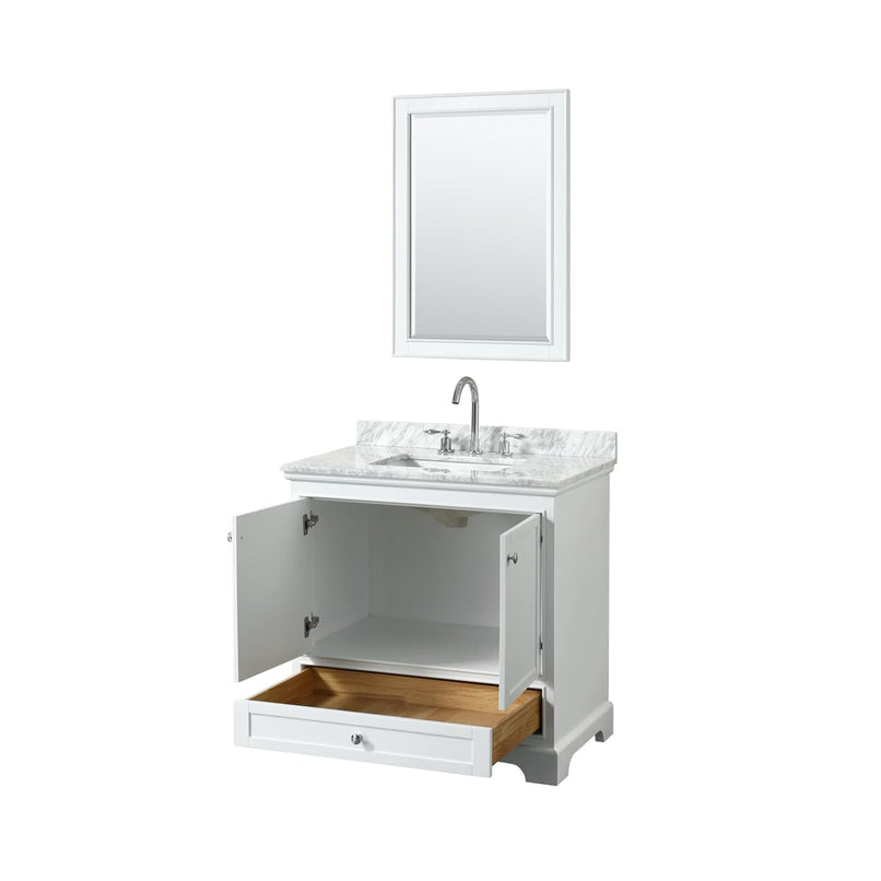 Deborah 36" Free Standing Single Vanity Set with Wood Cabinet, Marble Vanity Top, and Framed Mirror - image 14
