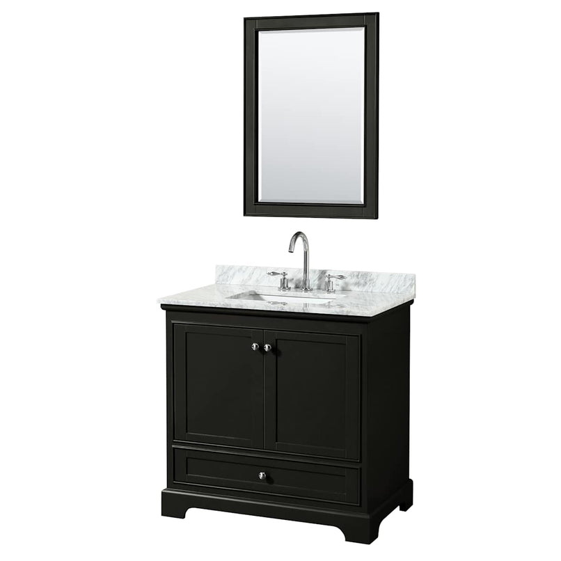 Deborah 36" Free Standing Single Vanity Set with Wood Cabinet, Marble Vanity Top, and Framed Mirror - image 15