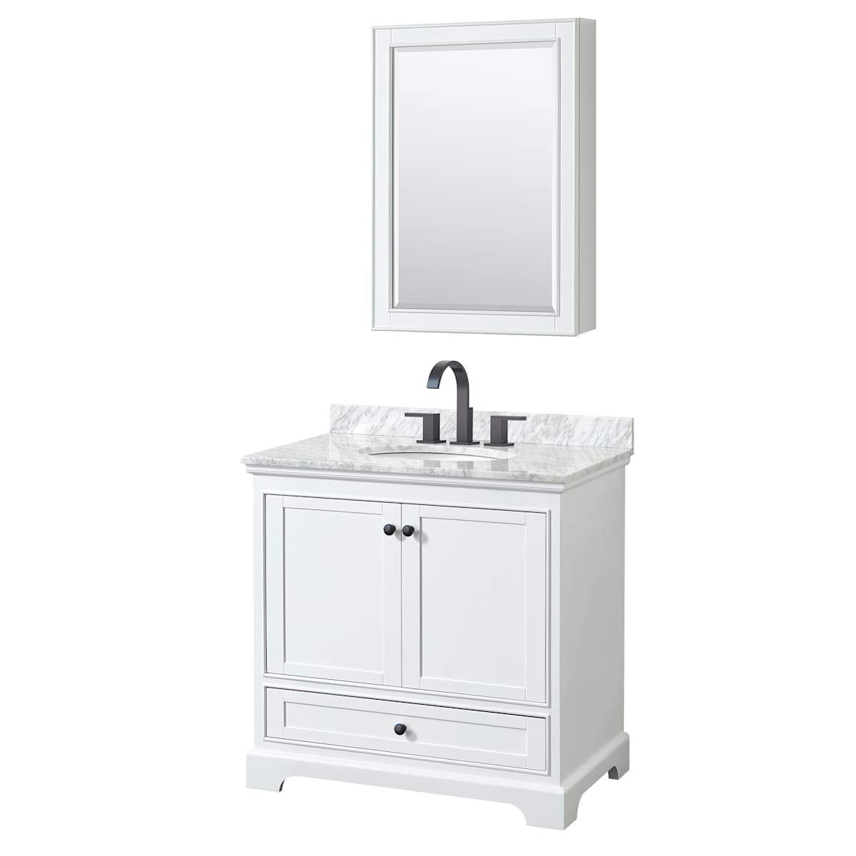 Deborah 36" Free Standing Single Vanity Set with Wood Cabinet, Marble Vanity Top, and Medicine Cabinet - image 9