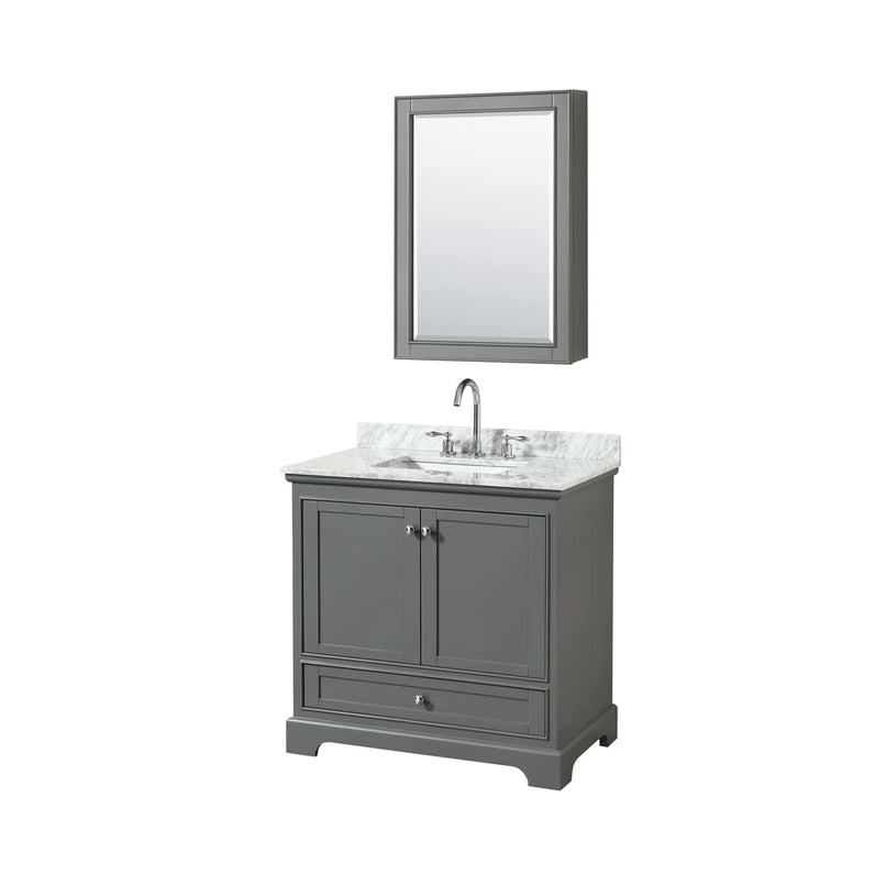 Deborah 36" Free Standing Single Vanity Set with Wood Cabinet, Marble Vanity Top, and Medicine Cabinet - image 13