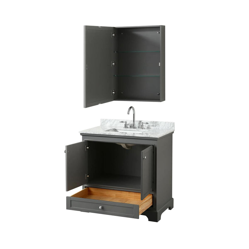 Deborah 36" Free Standing Single Vanity Set with Wood Cabinet, Marble Vanity Top, and Medicine Cabinet - image 14
