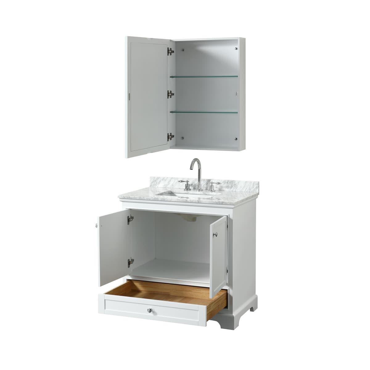 Deborah 36" Free Standing Single Vanity Set with Wood Cabinet, Marble Vanity Top, and Medicine Cabinet - image 16