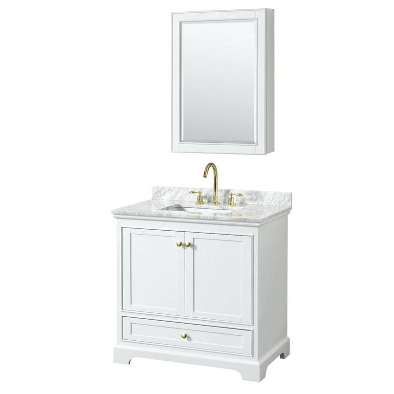 Deborah 36" Free Standing Single Vanity Set with Wood Cabinet, Marble Vanity Top, and Medicine Cabinet - image 21