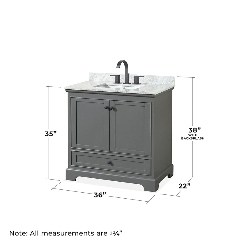 Deborah 36" Free Standing Single Vanity Set with Wood Cabinet and Marble Vanity Top - image 5