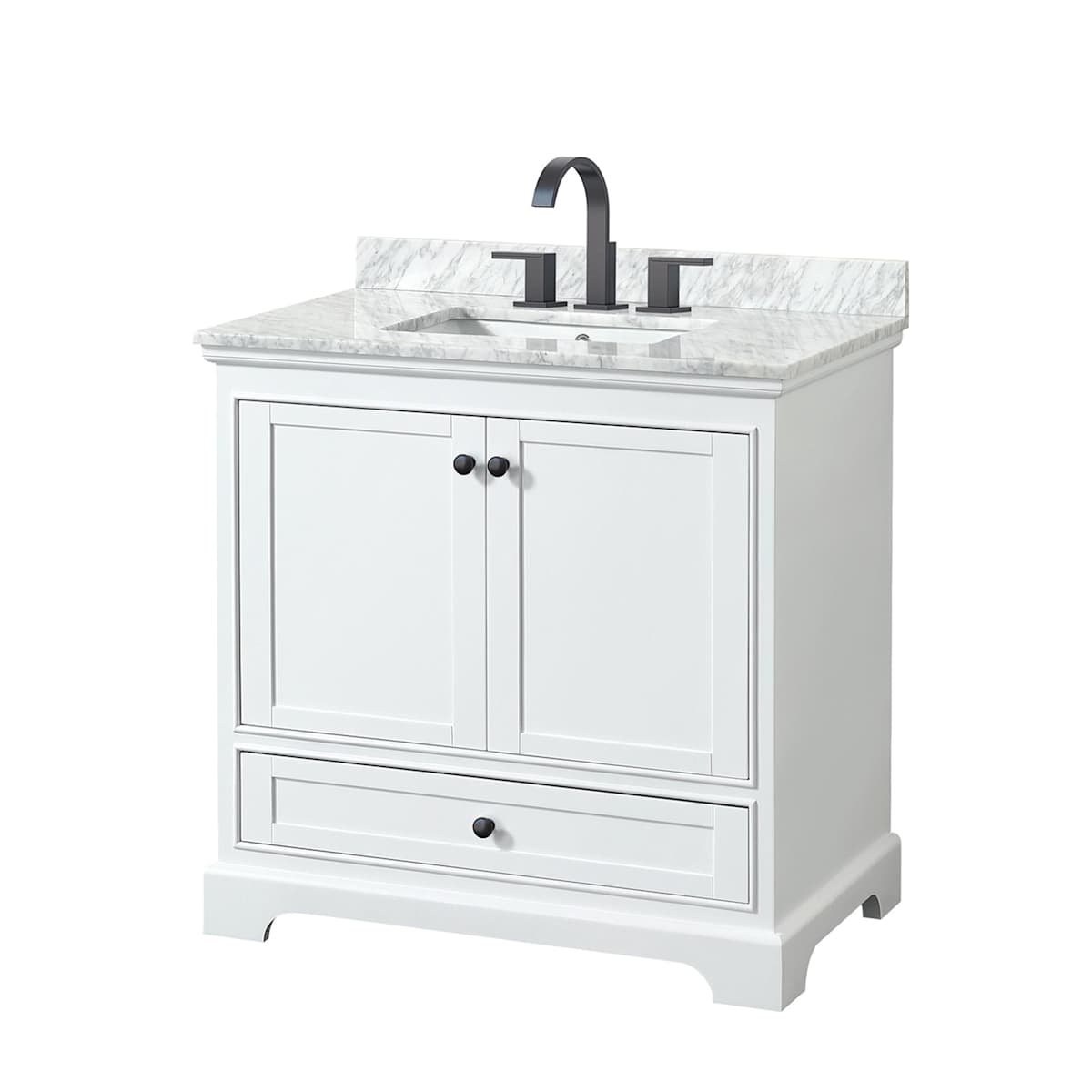 Deborah 36" Free Standing Single Vanity Set with Wood Cabinet and Marble Vanity Top