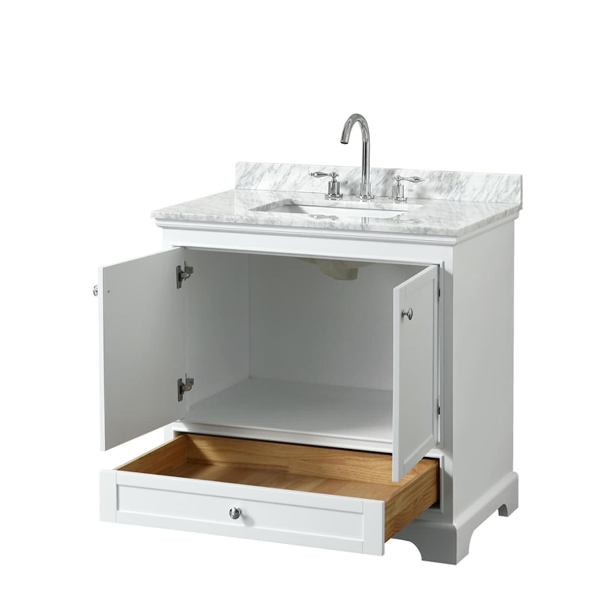Deborah 36" Free Standing Single Vanity Set with Wood Cabinet and Marble Vanity Top