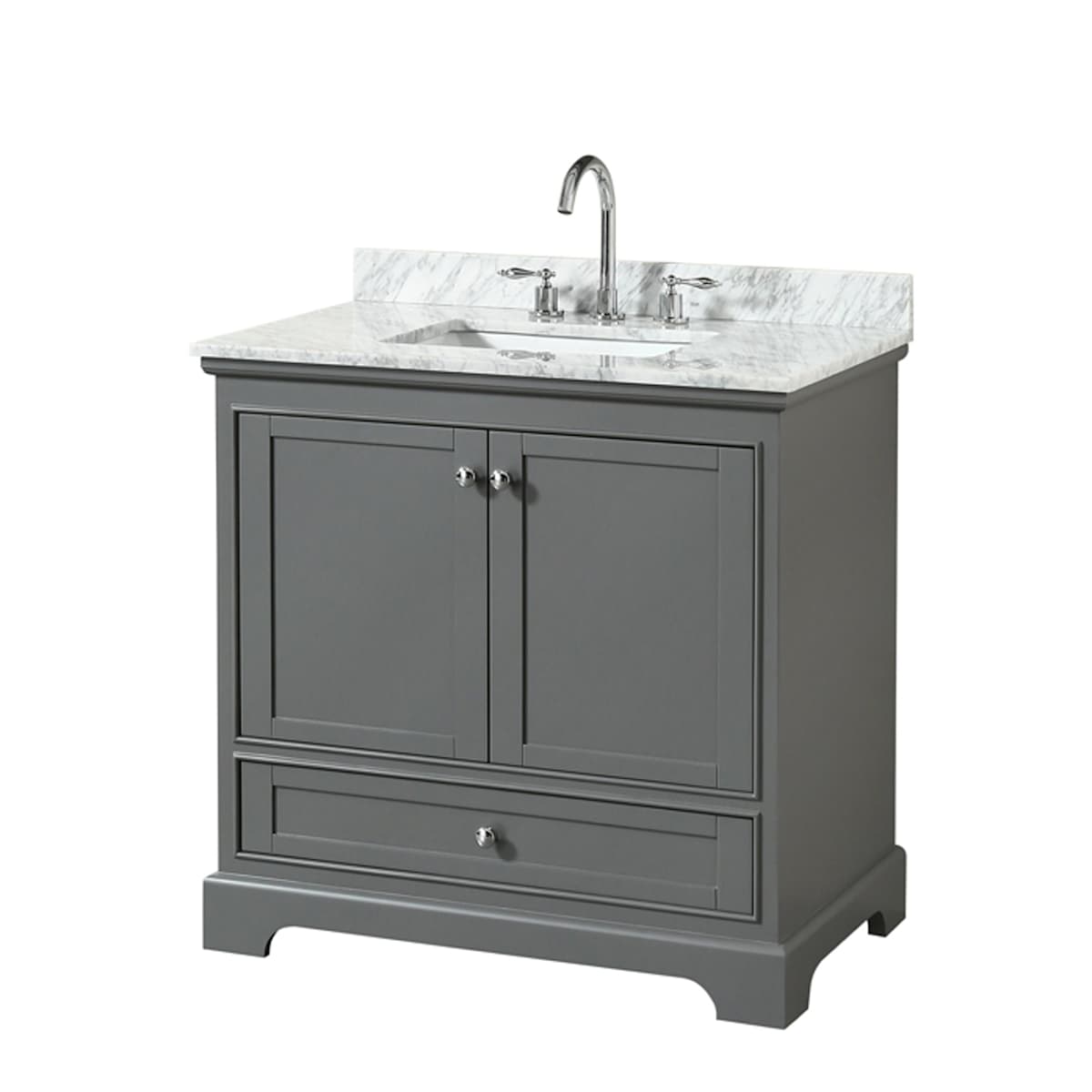 Deborah 36" Free Standing Single Vanity Set with Wood Cabinet and Marble Vanity Top