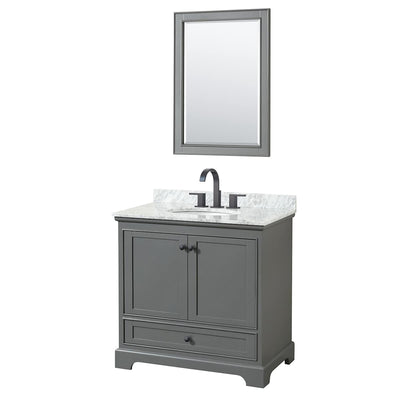Deborah 36" Free Standing Single Vanity Set with Wood Cabinet, Marble Vanity Top, and Framed Mirror - image 1