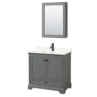 Deborah 36" Free Standing Single Basin Vanity Set with Cabinet, Quartz Vanity Top, and Medicine Cabinet - image 1