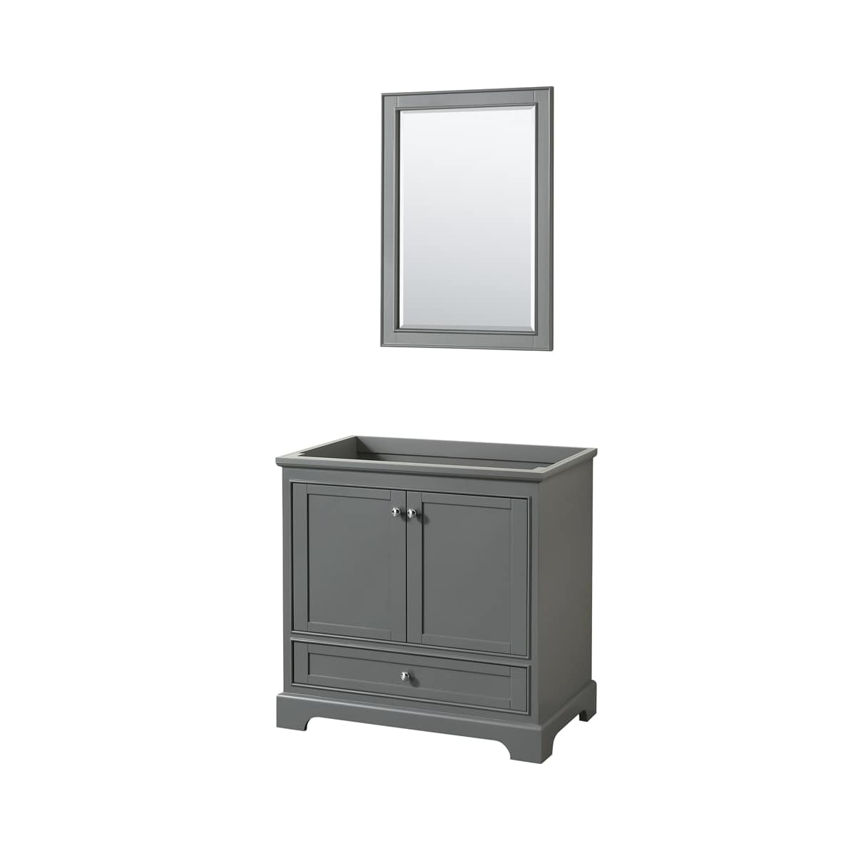 Deborah 35-1/4" Free Standing Single Wood Vanity Cabinet Only with Mirror - Less Vanity Top