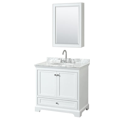 Deborah 36" Free Standing Single Vanity Set with Wood Cabinet, Marble Vanity Top, and Medicine Cabinet - image 1