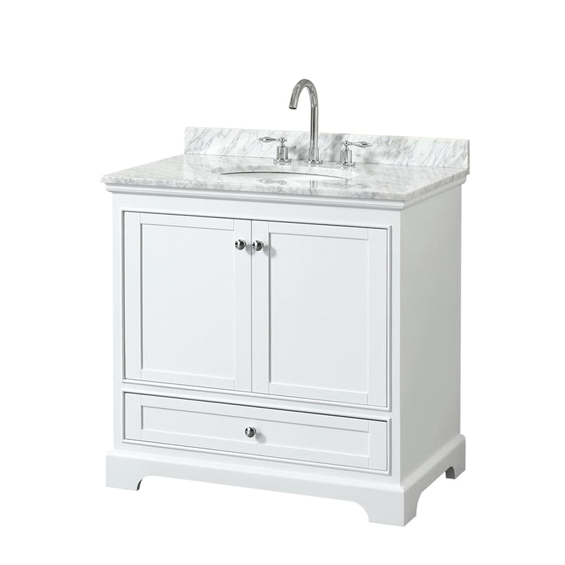 Deborah 36" Free Standing Single Vanity Set with Wood Cabinet and Marble Vanity Top - image 1
