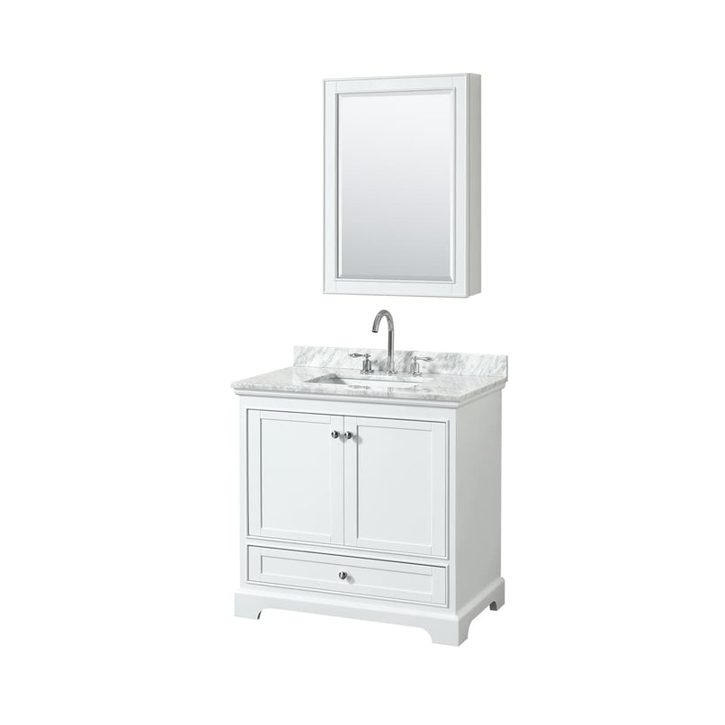 Deborah 36" Free Standing Single Vanity Set with Wood Cabinet, Marble Vanity Top, and Medicine Cabinet - image 1