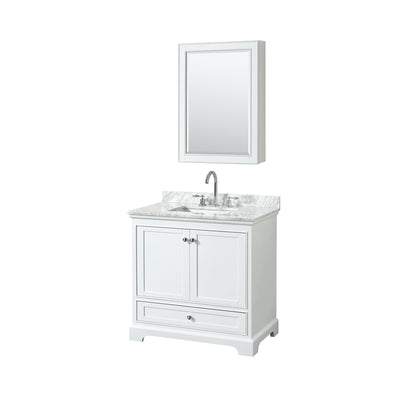 Deborah 36" Free Standing Single Vanity Set with Wood Cabinet, Marble Vanity Top, and Medicine Cabinet - image 1