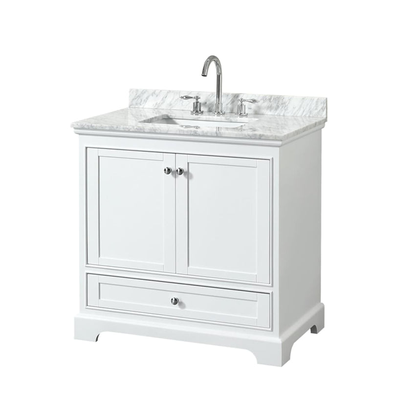 Deborah 36" Free Standing Single Vanity Set with Wood Cabinet and Marble Vanity Top - image 1