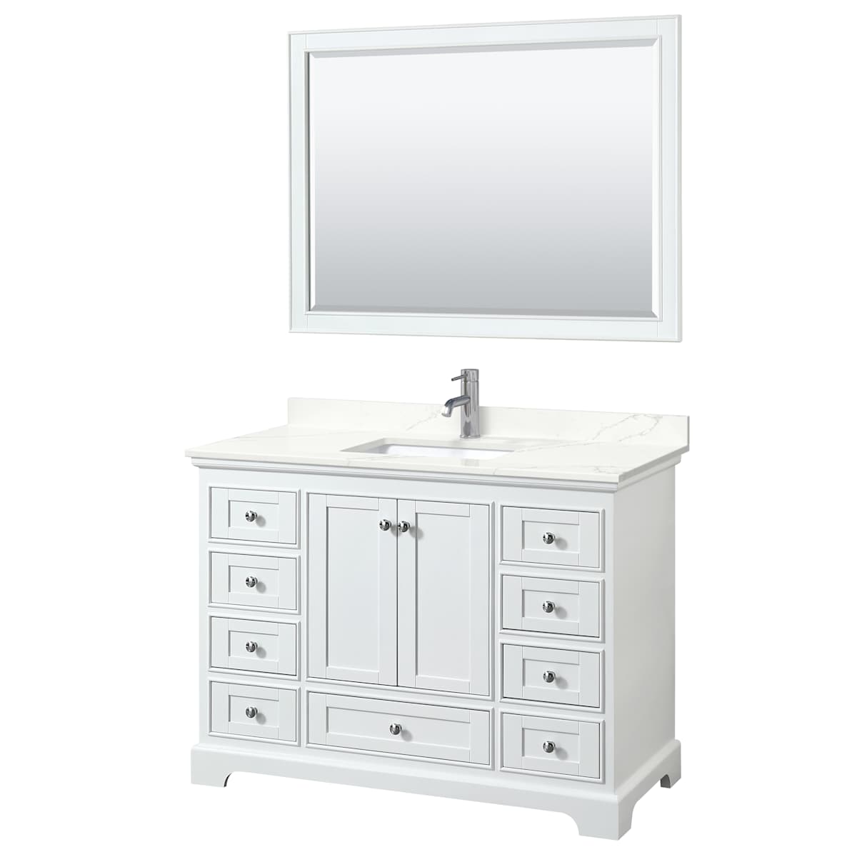 Deborah 48" Free Standing Single Basin Vanity Set with Cabinet, Quartz Vanity Top, and Framed Mirror - image 10