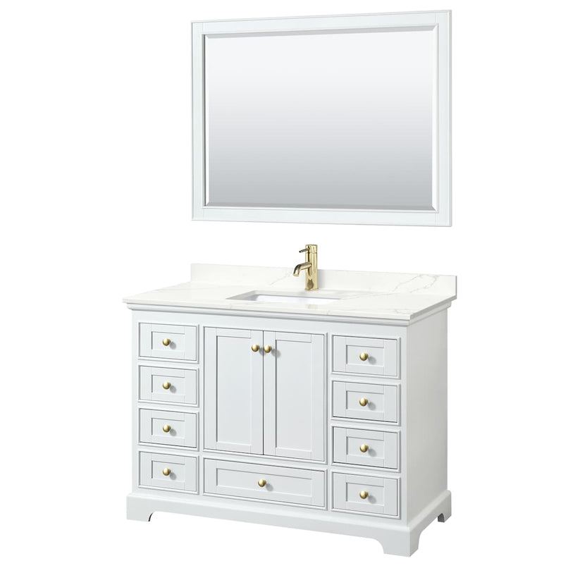 Deborah 48" Free Standing Single Basin Vanity Set with Cabinet, Quartz Vanity Top, and Framed Mirror - image 12