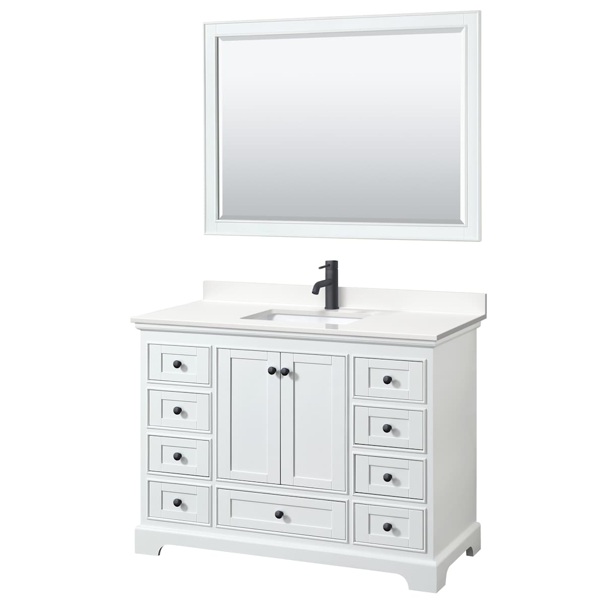 Deborah 48" Free Standing Single Basin Vanity Set with Cabinet, Quartz Vanity Top, and Framed Mirror - image 13