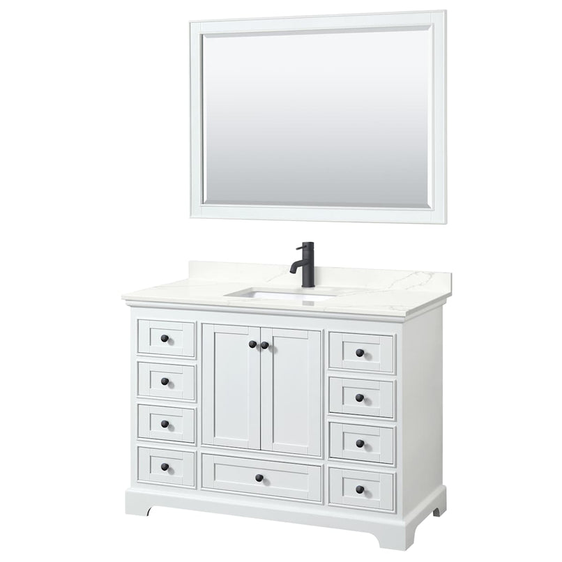 Deborah 48" Free Standing Single Basin Vanity Set with Cabinet, Quartz Vanity Top, and Framed Mirror - image 14