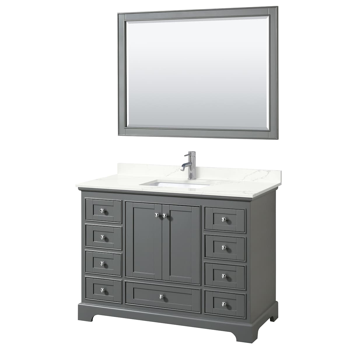 Deborah 48" Free Standing Single Basin Vanity Set with Cabinet, Quartz Vanity Top, and Framed Mirror - image 16