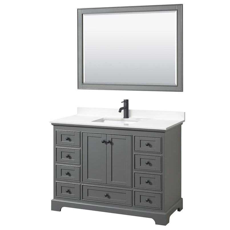 Deborah 48" Free Standing Single Basin Vanity Set with Cabinet, Quartz Vanity Top, and Framed Mirror - image 17