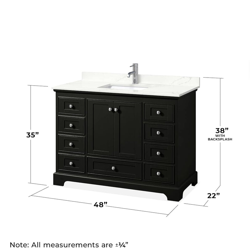 Deborah 48" Free Standing Single Basin Vanity Set with Cabinet, Quartz Vanity Top, and Medicine Cabinet - image 7