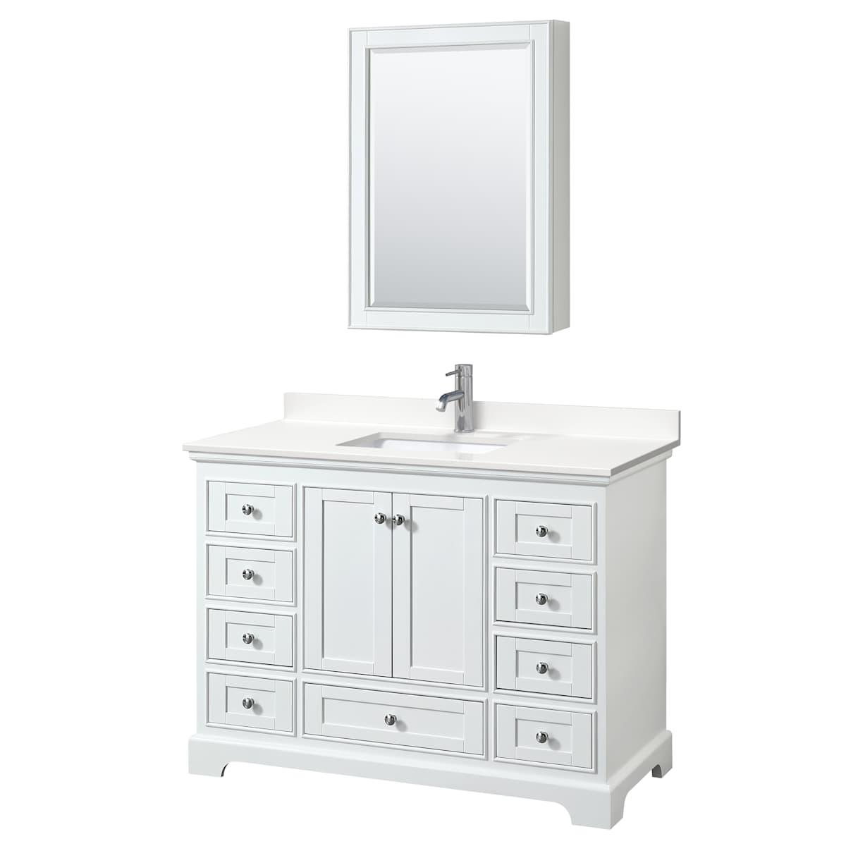 Deborah 48" Free Standing Single Basin Vanity Set with Cabinet, Quartz Vanity Top, and Medicine Cabinet