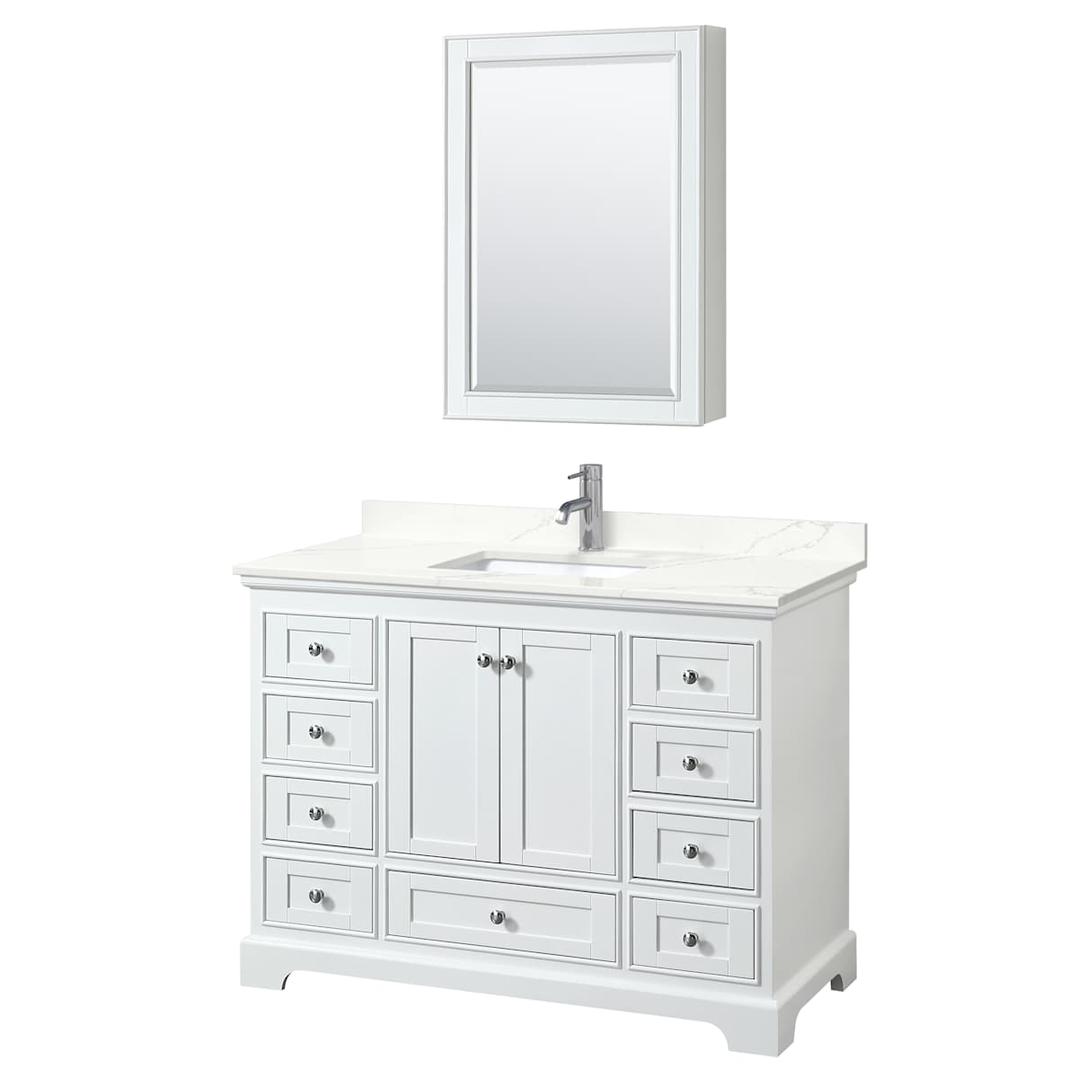Deborah 48" Free Standing Single Basin Vanity Set with Cabinet, Quartz Vanity Top, and Medicine Cabinet