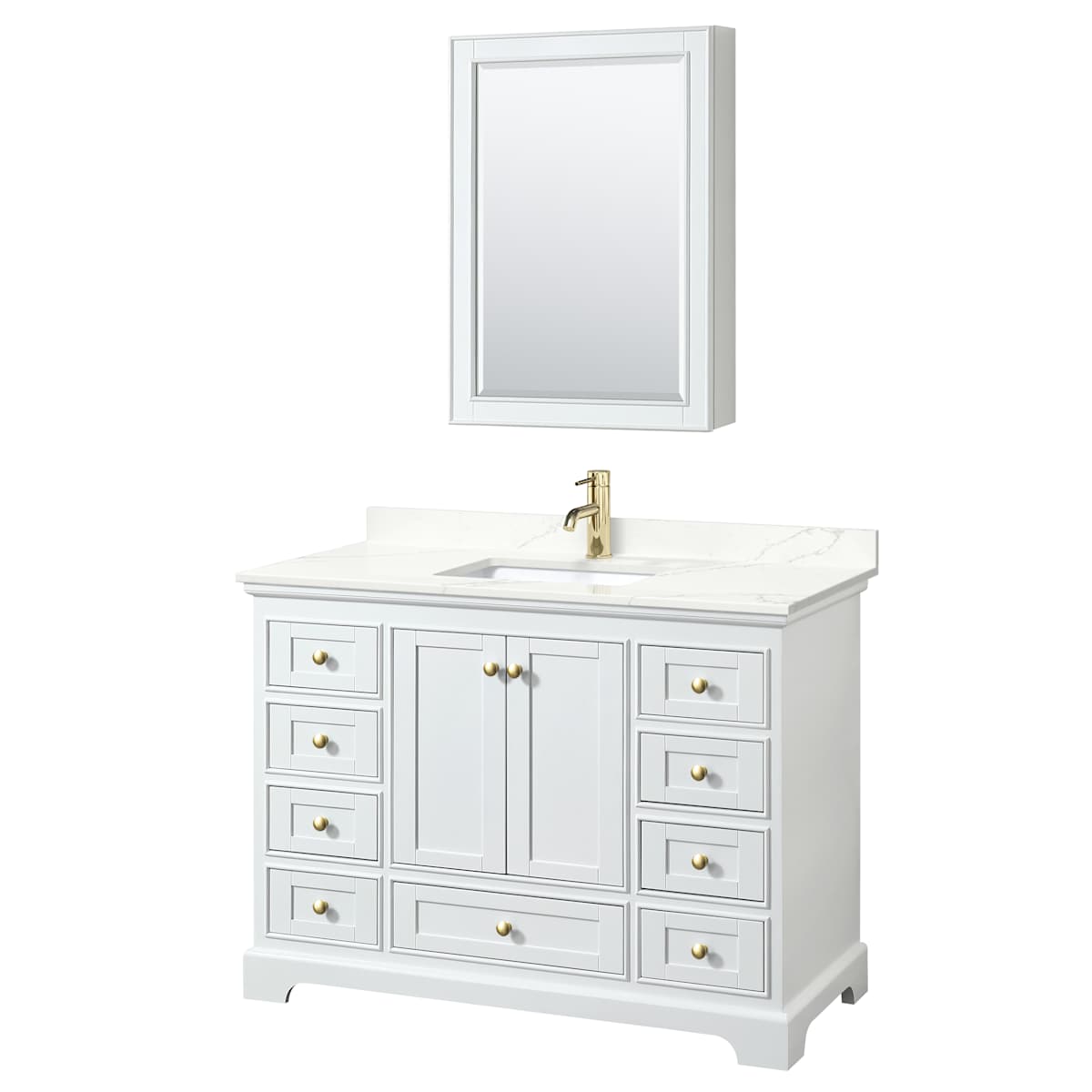 Deborah 48" Free Standing Single Basin Vanity Set with Cabinet, Quartz Vanity Top, and Medicine Cabinet