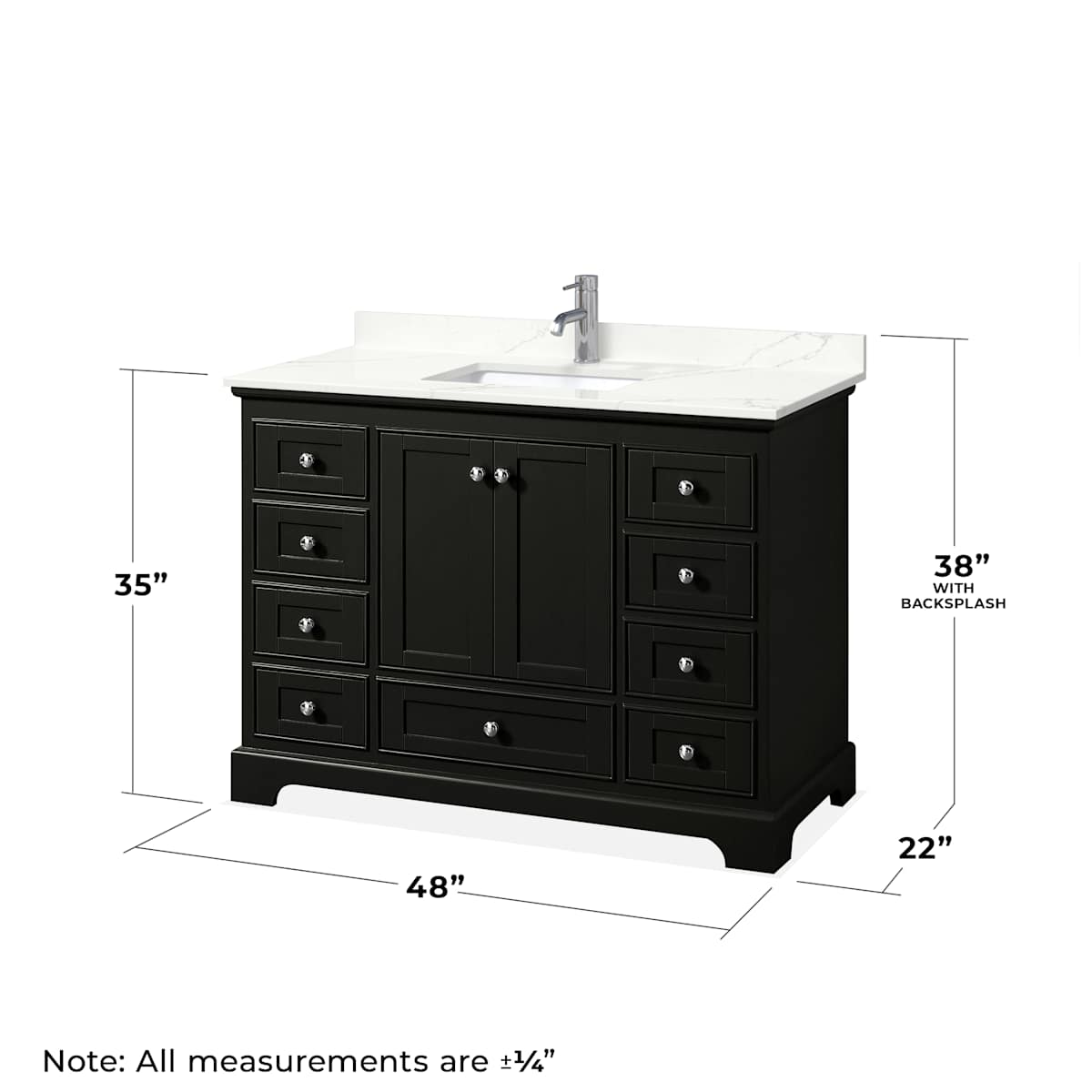 Deborah 48" Free Standing Single Basin Vanity Set with Cabinet and Quartz Vanity Top